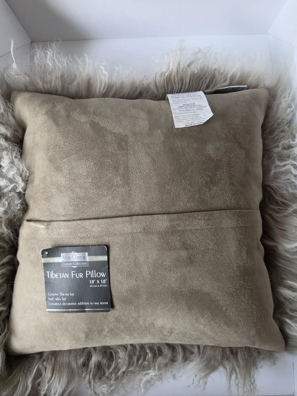 Tibetan Fur Sheepskin Throw Pillow